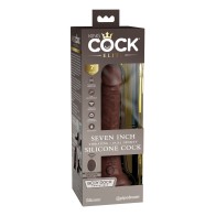 King Cock Elite 7 Inch Vibrating Dildo with Remote Brown