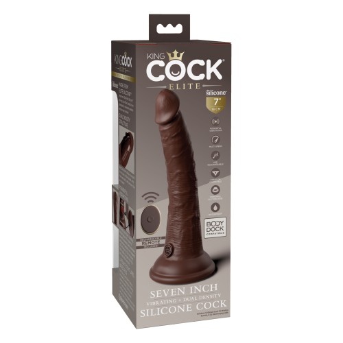 King Cock Elite 7 Inch Vibrating Dildo with Remote Brown