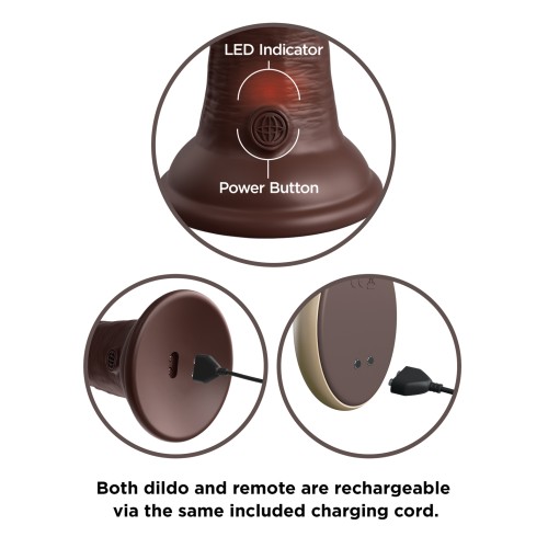 King Cock Elite 7 Inch Vibrating Dildo with Remote Brown