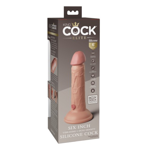 King Cock Elite 6 Inch Dual Density Vibrating Silicone Cock Light