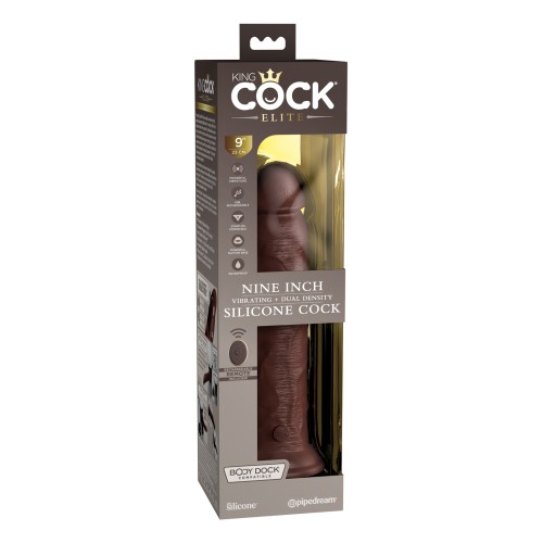 King Cock Elite 9 Inch Dual Density Vibrating Cock with Remote - Brown for Ultimate Pleasure