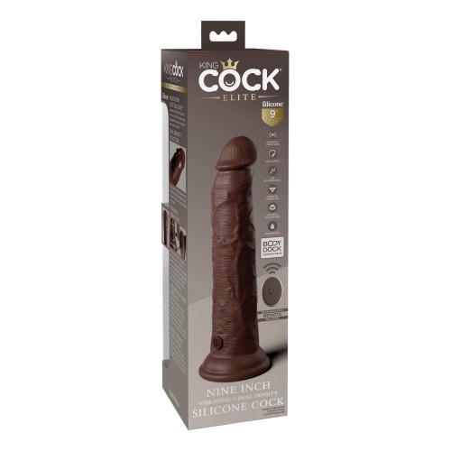 King Cock Elite Dildo de 9 Pulgadas con Densidad Dual y Control Remoto - Marrón para Placer Supremo