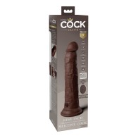 King Cock Elite 9 Inch Dual Density Vibrating Cock with Remote - Brown for Ultimate Pleasure