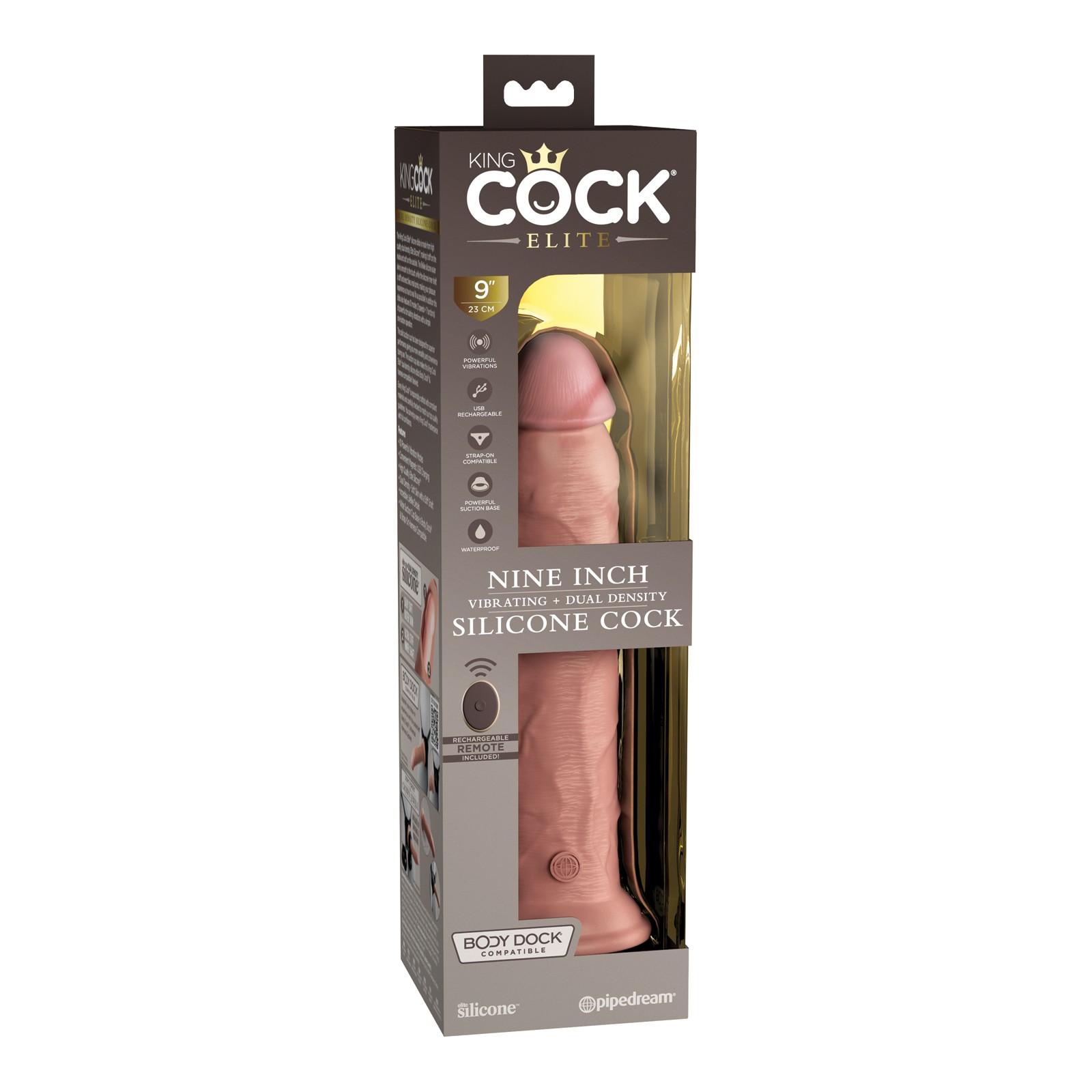 King Cock Elite Vibrating Silicone Cock with Remote 9 inch