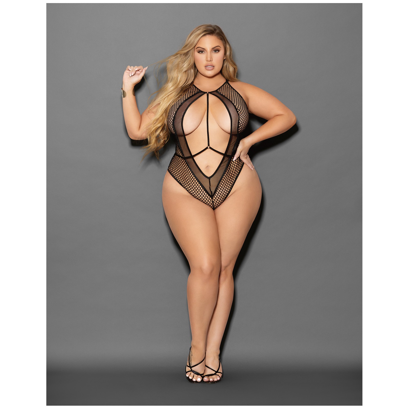 Euphoria Fishnet Teddy for Curvy Women