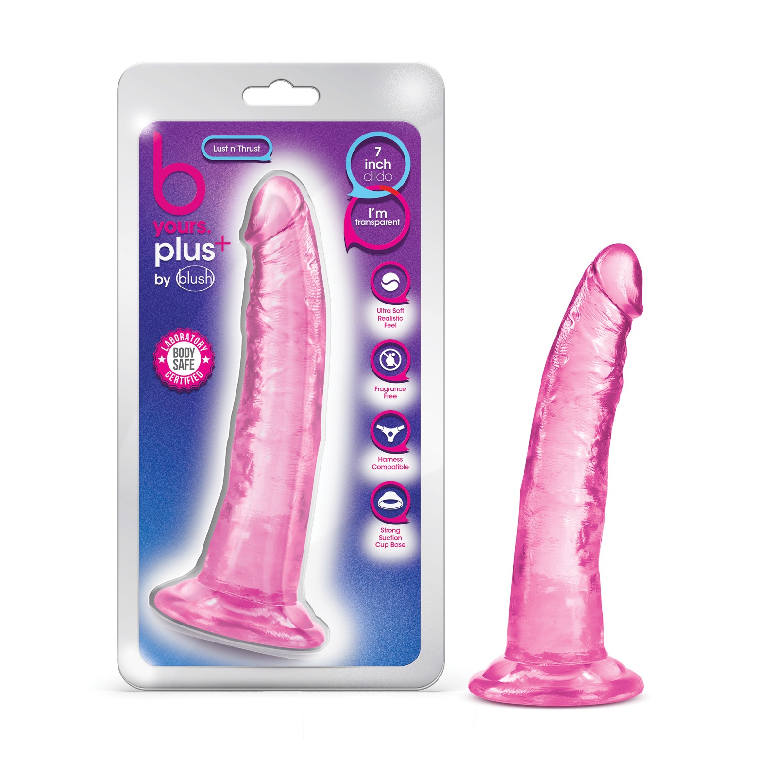 Dildo Blush B Yours Plus de 7 Pulgadas Lust n' Thrust Rosa