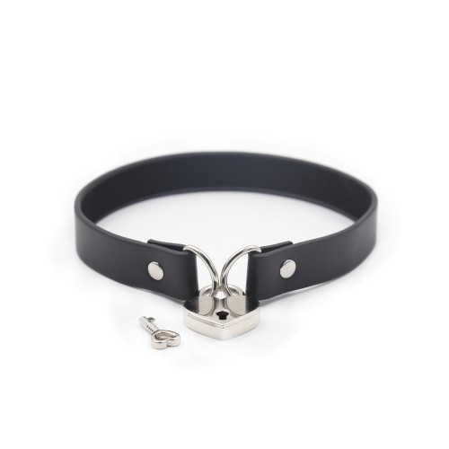 Plesur PVC Collar with Heart Lock Black