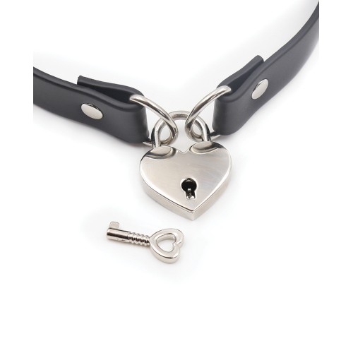 Plesur PVC Collar with Heart Lock Black