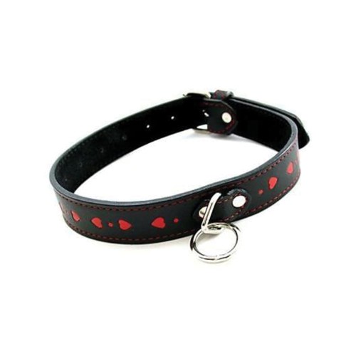 Collar de PVC con Corazones - Negro y Rojo