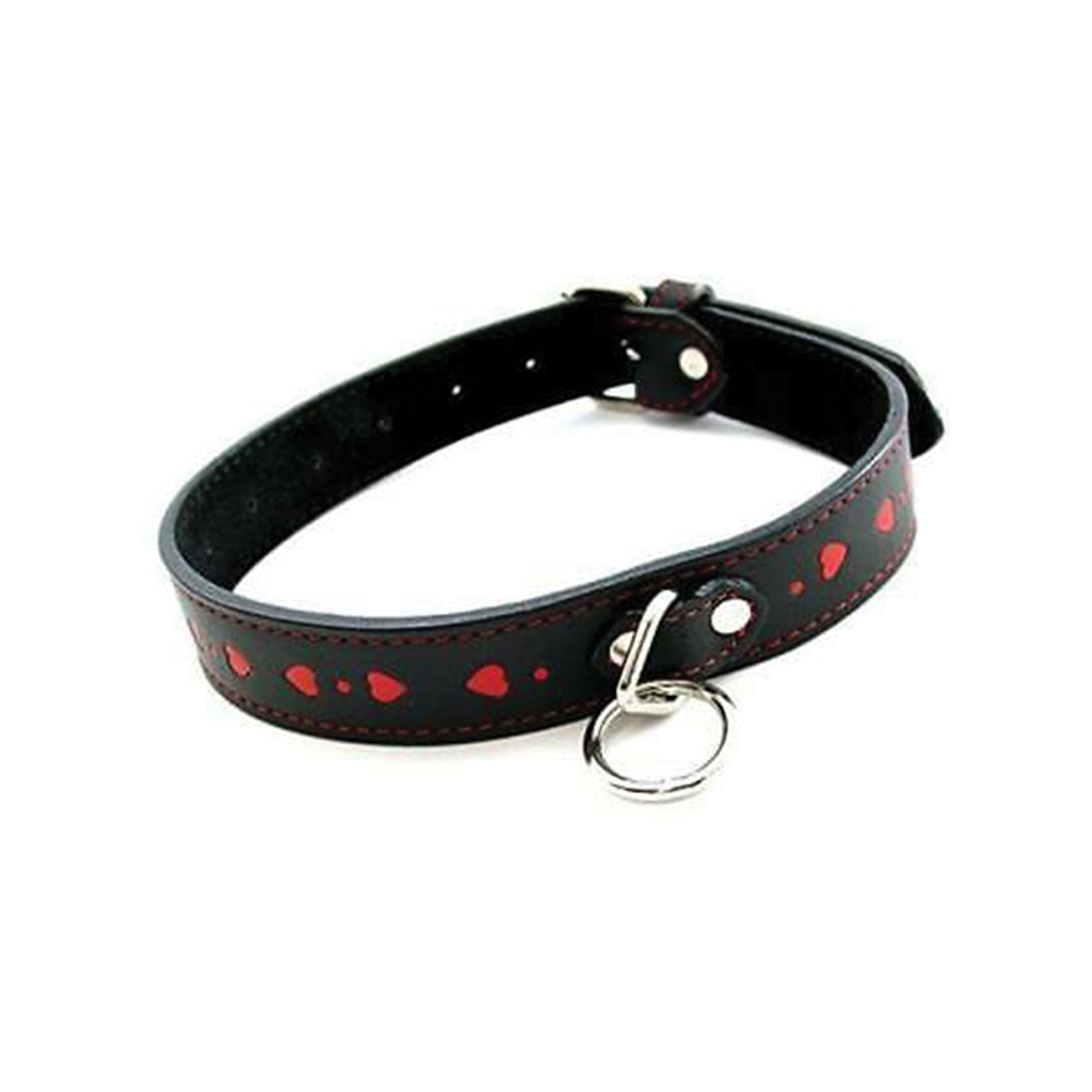 Collar de PVC con Corazones - Negro y Rojo