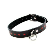 Plesur PVC Collar with Hearts - Black and Red