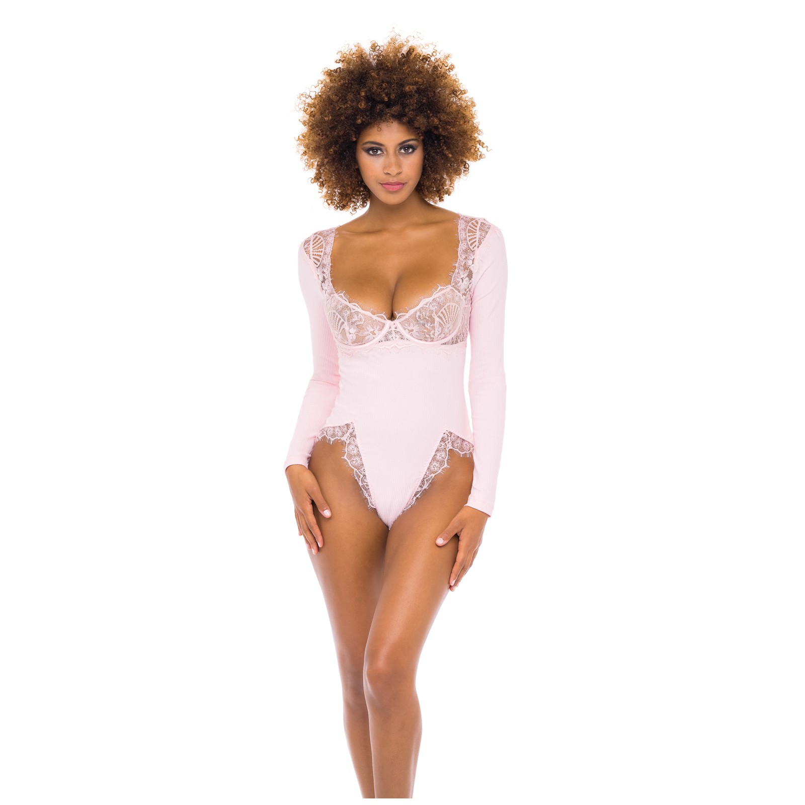 Maria Ribbed Knit & Lace Teddy