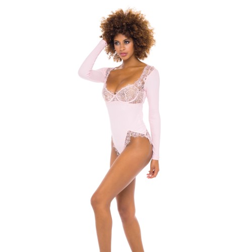 Maria Ribbed Knit & Lace Teddy