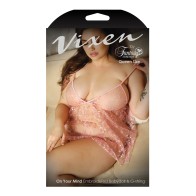 Set de Babydoll Bordado y G-String Vixen