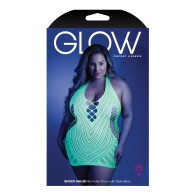 Glow Black Light Net Halter Dress Neon Green - QN