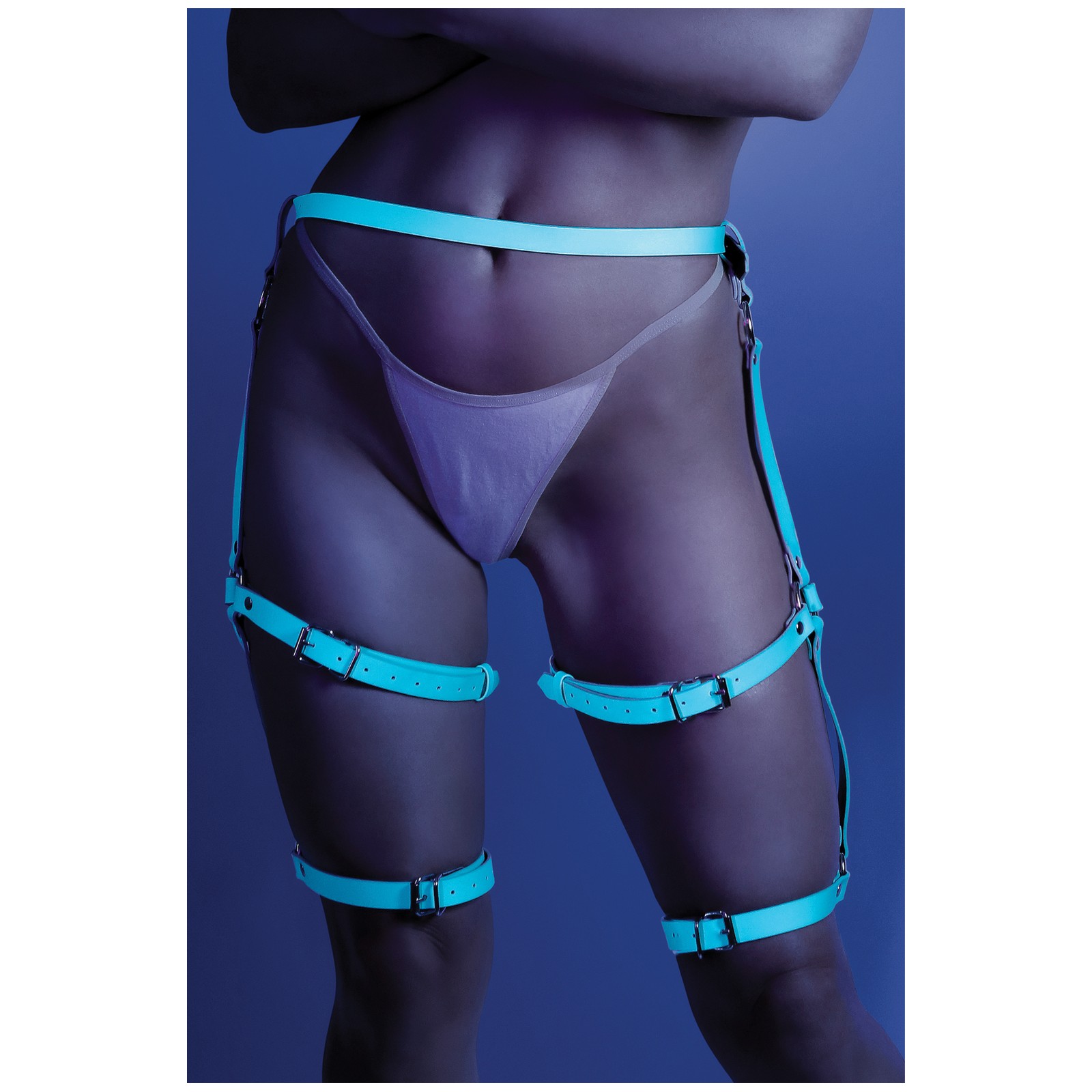 Glow Buckle Up Glow in the Dark Leg Harness - Light Blue O/S