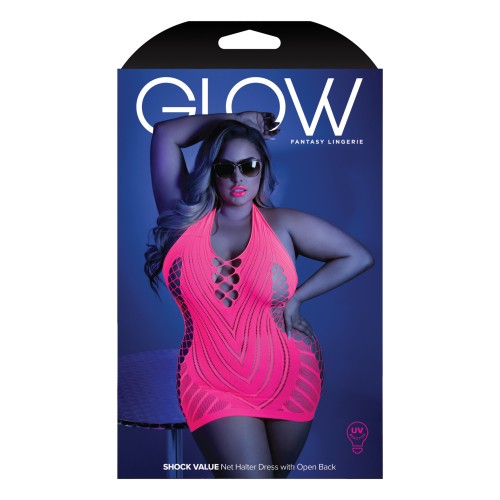 Vestido de Red Halter Glow Neon Rosa