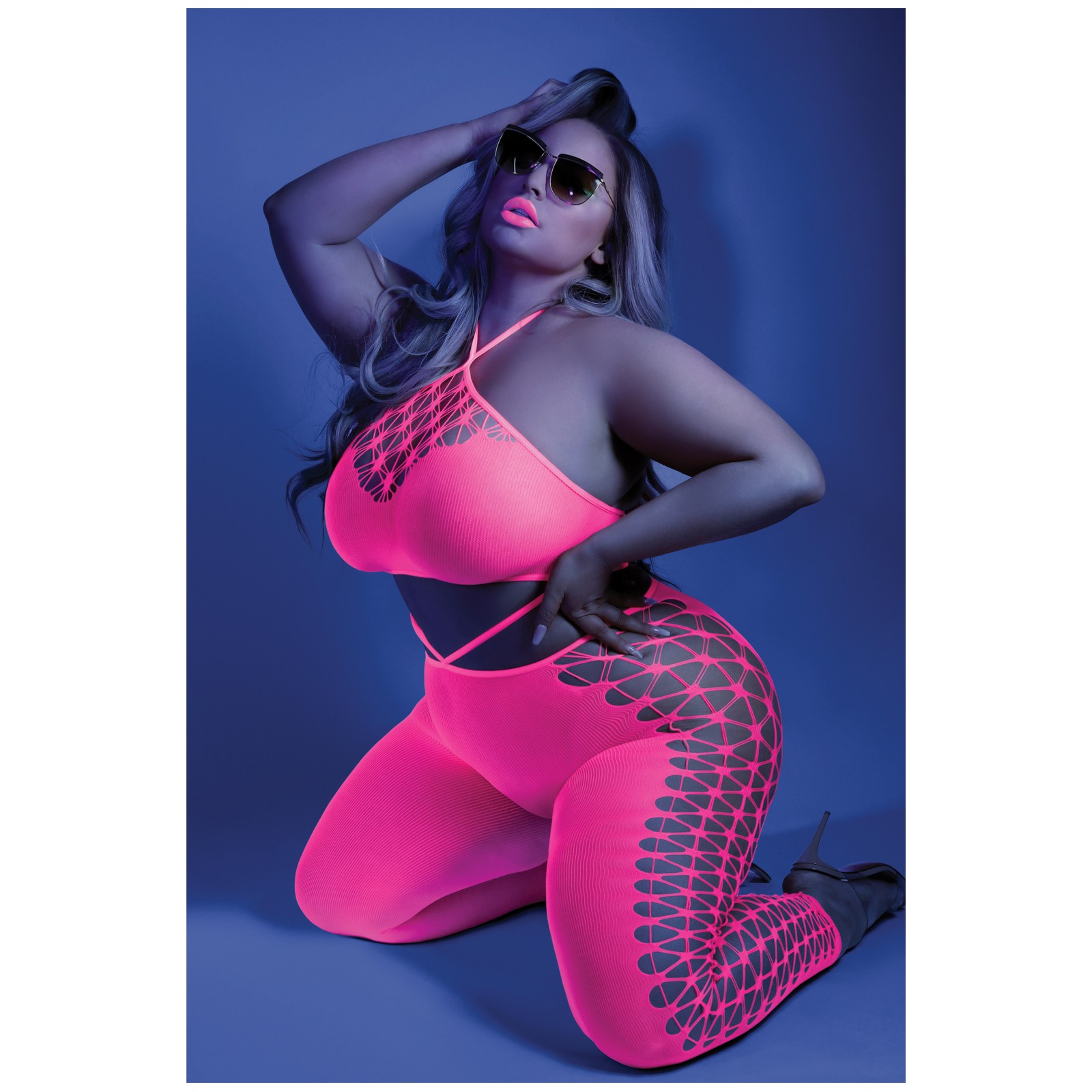 Neon Pink Cutout Bodystocking for Party Nights