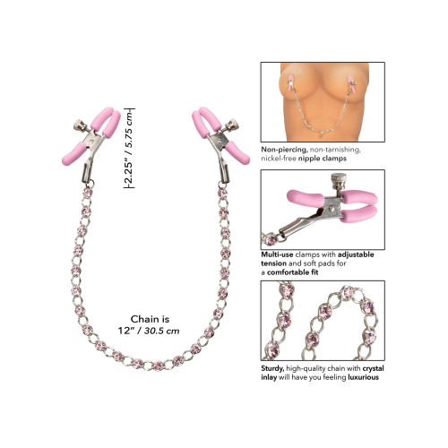 Nipple Play Crystal Chain Nipple Clamps - Enhancing Pleasure