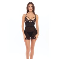 Chemise y G-String Rene Rofe New in Town Negro S/M