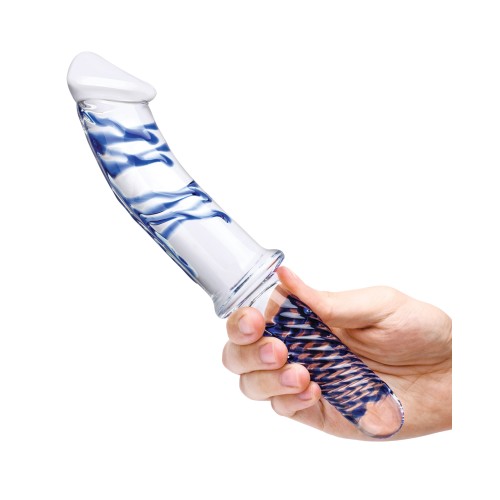 Glas 11" Realistic Double Ended Glass Dildo with Handle - Blue