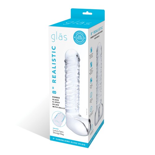 Glas 8" Ribbed Glass G-Spot Dildo - Sensational Pleasure