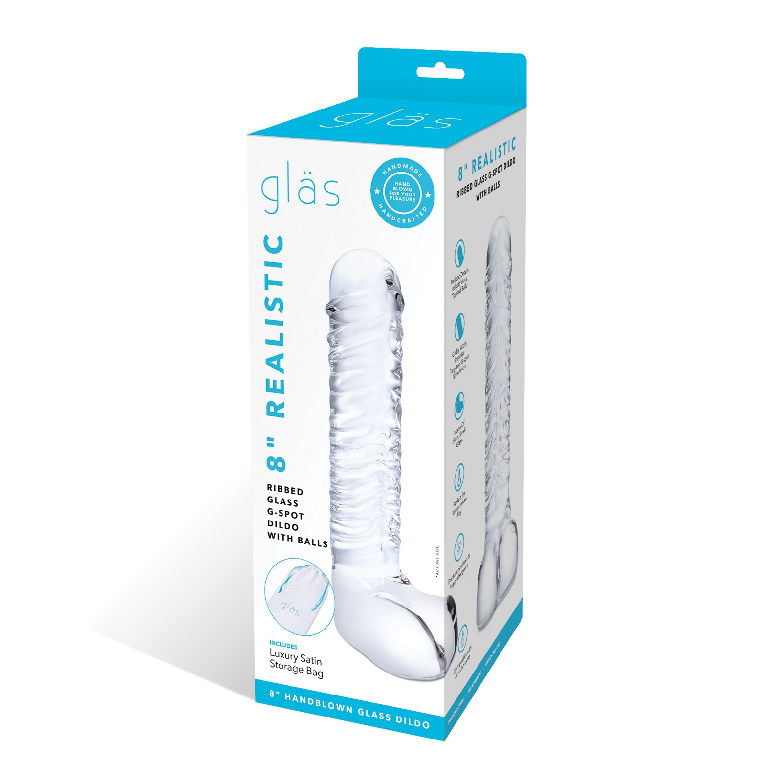 Glas 8" Ribbed Glass G-Spot Dildo - Sensational Pleasure