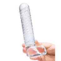 Dildo de Vidrio Ribeteado de 8" G-Spot - Placer Sensacional