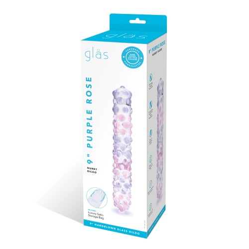 Dildo de Cristal Rosa Nubby de 9 Pulgadas