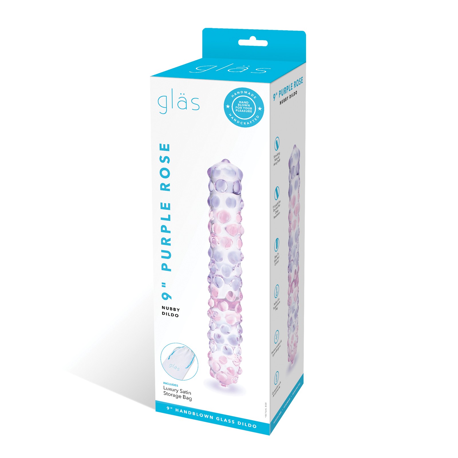 Dildo de Cristal Rosa Nubby de 9 Pulgadas