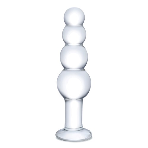 Glas 7.25 inch Clear Beaded Butt Plug