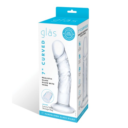 Dildo de Cristal Realista de 7" con Venas - Transparente