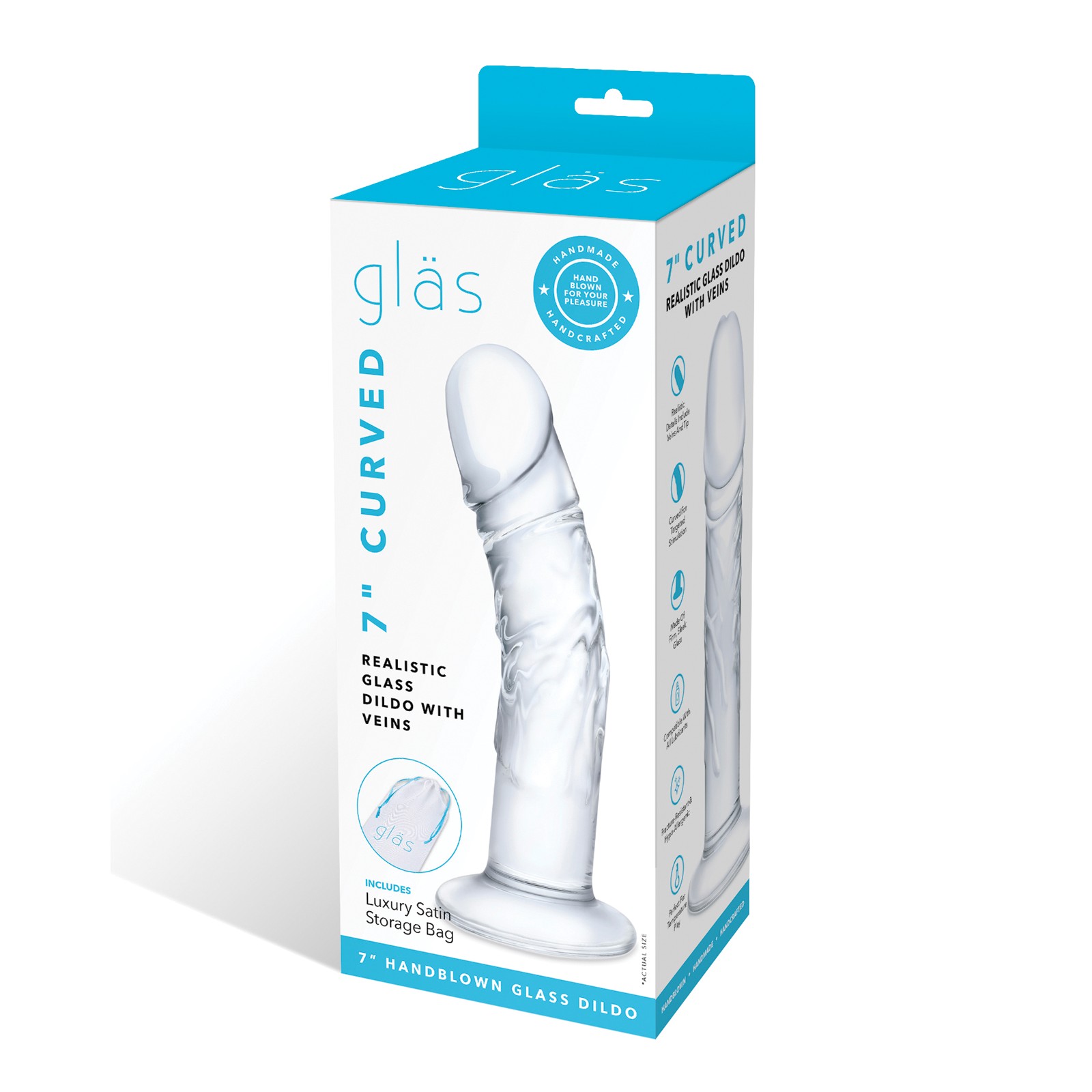 Glas 7" Realistic Glass Dildo with Veins - Clear