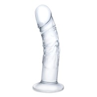 Dildo de Cristal Realista de 7" con Venas - Transparente