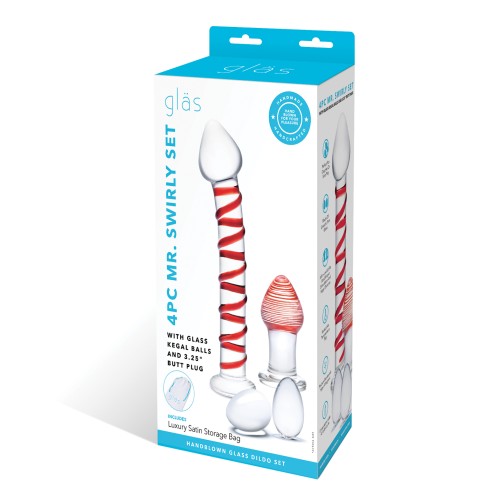 4-Piece Mr. Swirly Glass Set with Kegel Balls and Butt Plug