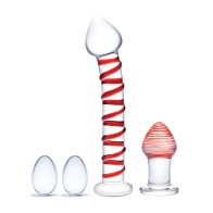 4-Piece Mr. Swirly Glass Set with Kegel Balls and Butt Plug