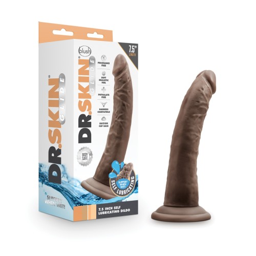 Blush Dr Skin Glide 7.5 Inch Self Lubricating Dildo Chocolate