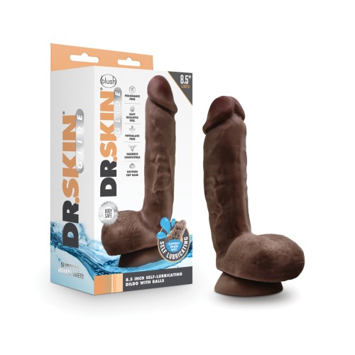 Dildo Autolubricante Dr. Skin Glide de 8.5 Pulgadas con Bolas - Chocolate