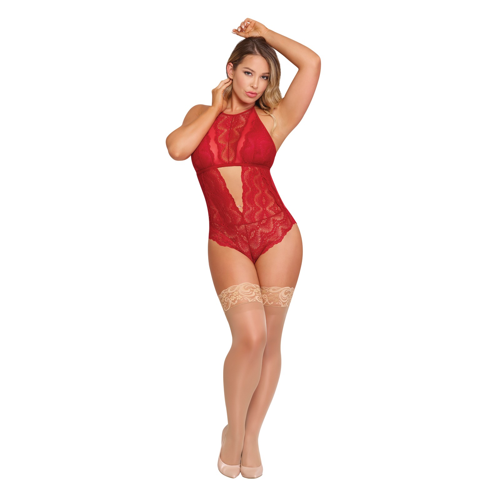 Sugar & Spice Red Snap Crotch Teddy L/XL