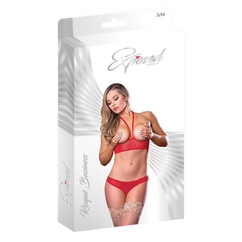 Conjunto Cupless y Crotchless Risqué Business Rojo L/XL