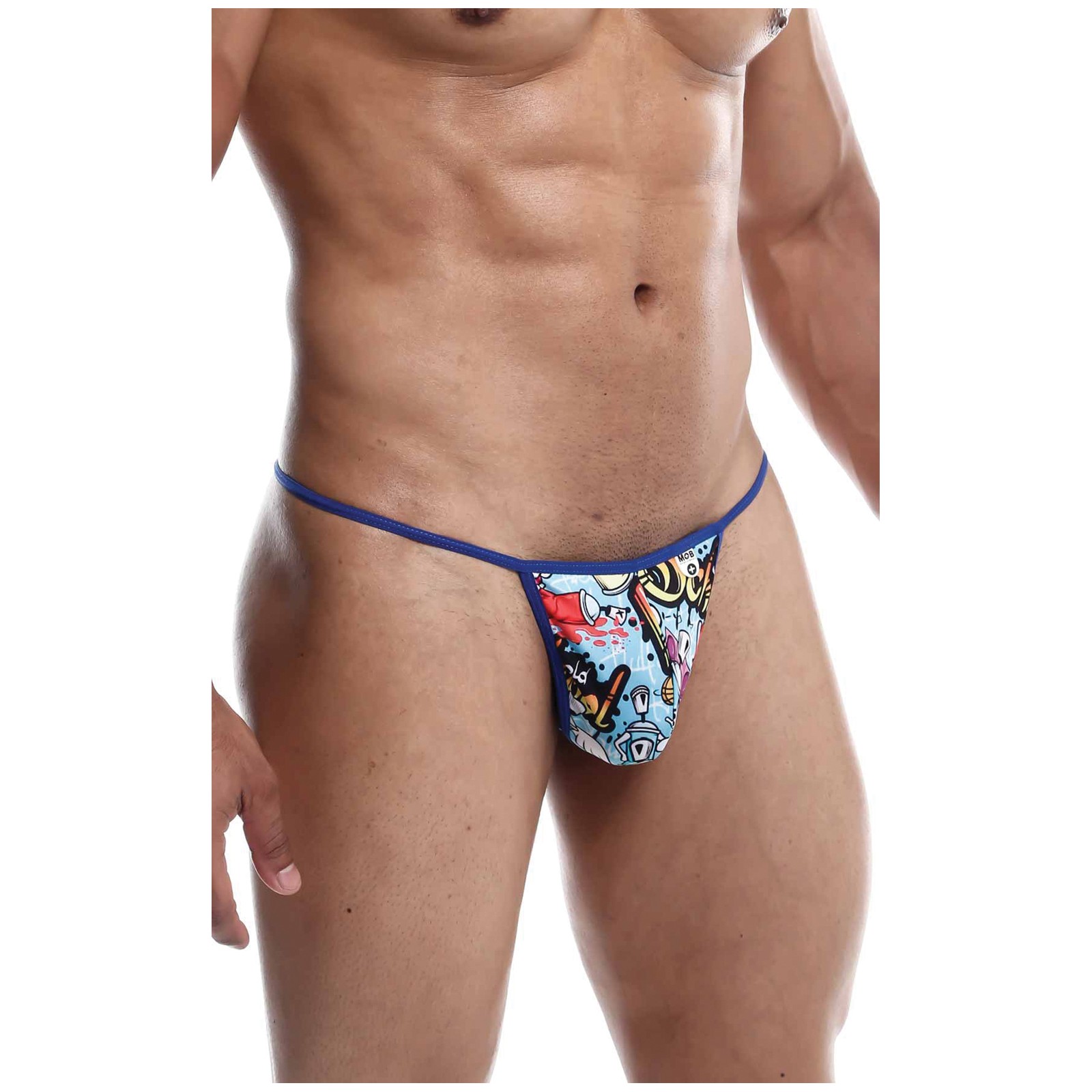 Male Basics Sinful Hipster Music T Thong - Blue Print S/M