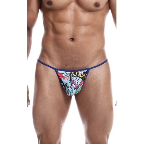 Male Basics Sinful Hipster Music T Thong - Blue Print S/M