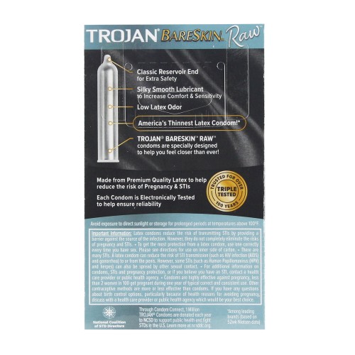 Trojan BareSkin Raw Condom - Pack of 10 for close connection