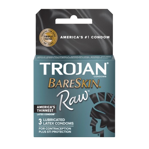 Trojan BareSkin Raw Condoms Pack of 3