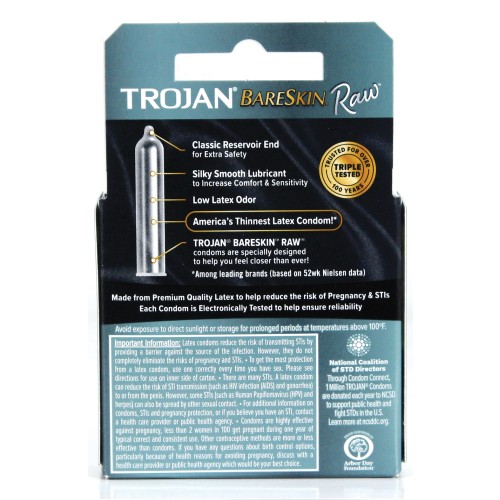 Trojan BareSkin Raw Condoms Pack of 3