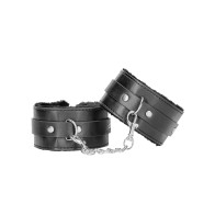 Shots Ouch Plush Bonded Leather Ankle Cuffs Black and White