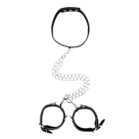 Shots Ouch Bonded Leather Collar & Hand Cuffs Combo