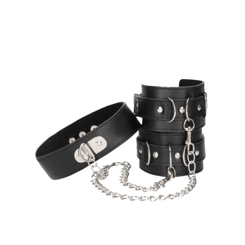 Shots Ouch Bonded Leather Collar & Hand Cuffs Combo