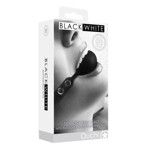 Black and White Ball Gag Silicone Strap