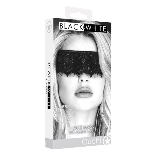 Ouch! Black & White Lace Eye Mask with Elastic Straps